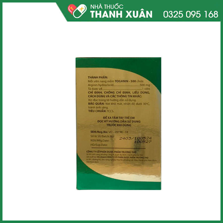 Toganin 500 thuốc điều trị chứng tăng amoniac máu, giúp bổ sung dinh dưỡng cho người bệnh và hỗ trợ cải thiện rối loạn đường tiêu hóa